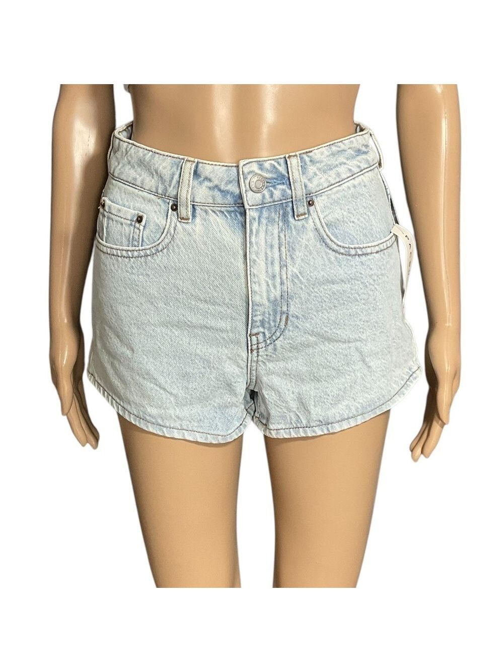 PacSun Mom Short Size 24 Shorts High Rise Light Wash Denim NWT Pacific Sunwear - Picture 2 of 15